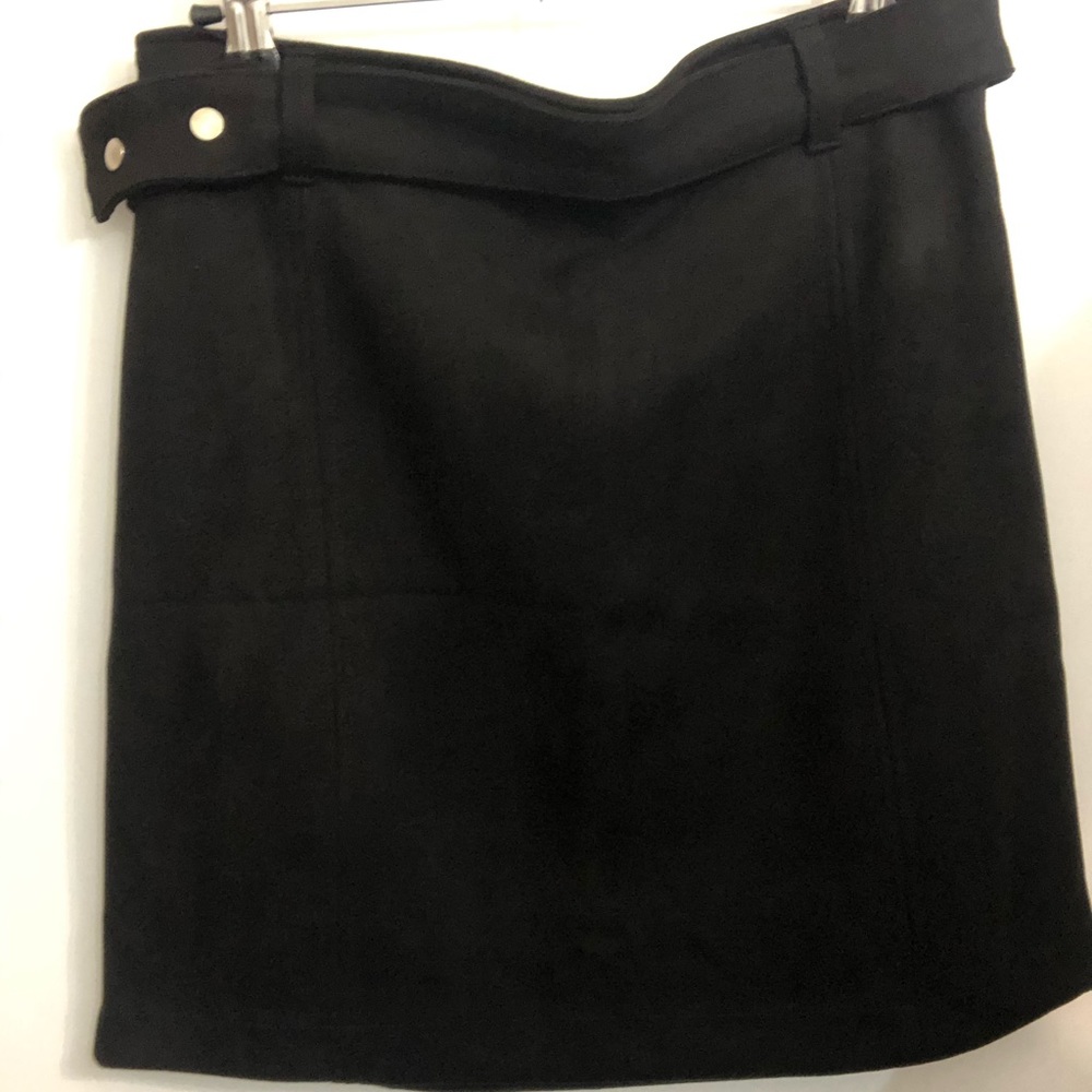 Suede like black mini skirt